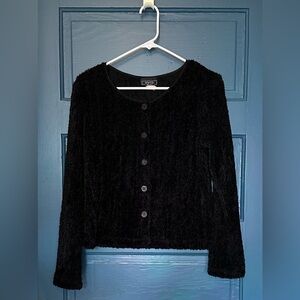 Made in US Cozy Black Button-Up Cardigan